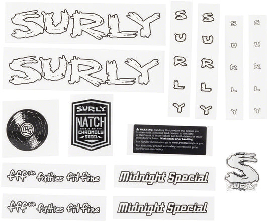 Surly Midnight Special Frame Decal Set - White with Record