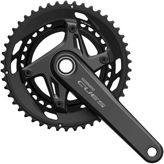 Shimano CUES FC-U6040-2 Crankset - 175mm 9/10-Speed 46/32t Asymmetric 110 BCD Hollowtech II Crankarms BLK