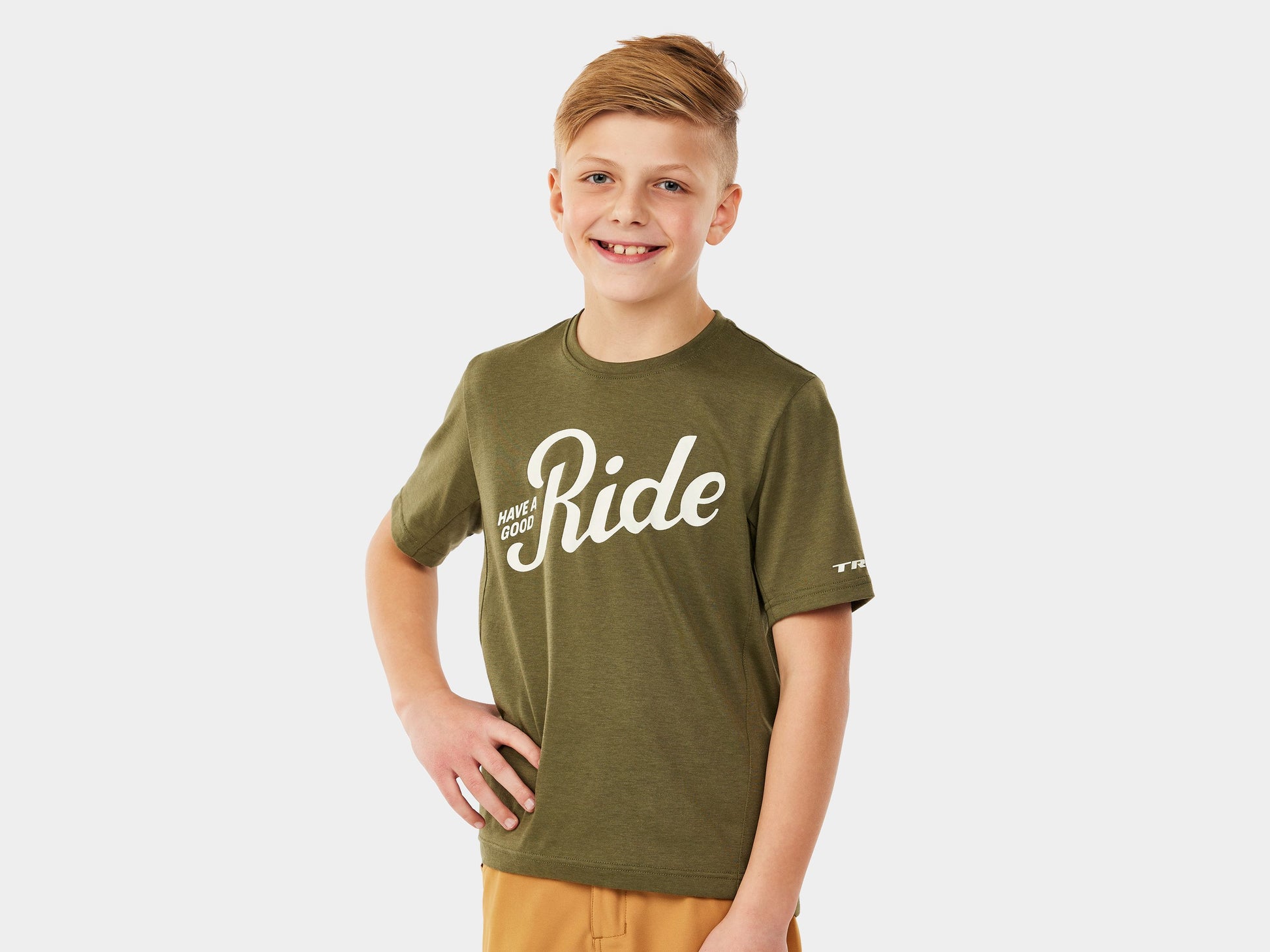 Trek Evoke Tech Tee Youth Medium Black Olive Shirt