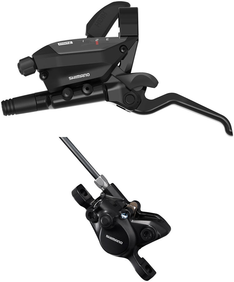 Shimano ST-EF515-L EZ Fire Plus Shift/Brake Lever BR-MT200 Disc Brake Caliper - Left/Front 3x Shift Post Mount 2-Piston  BLK