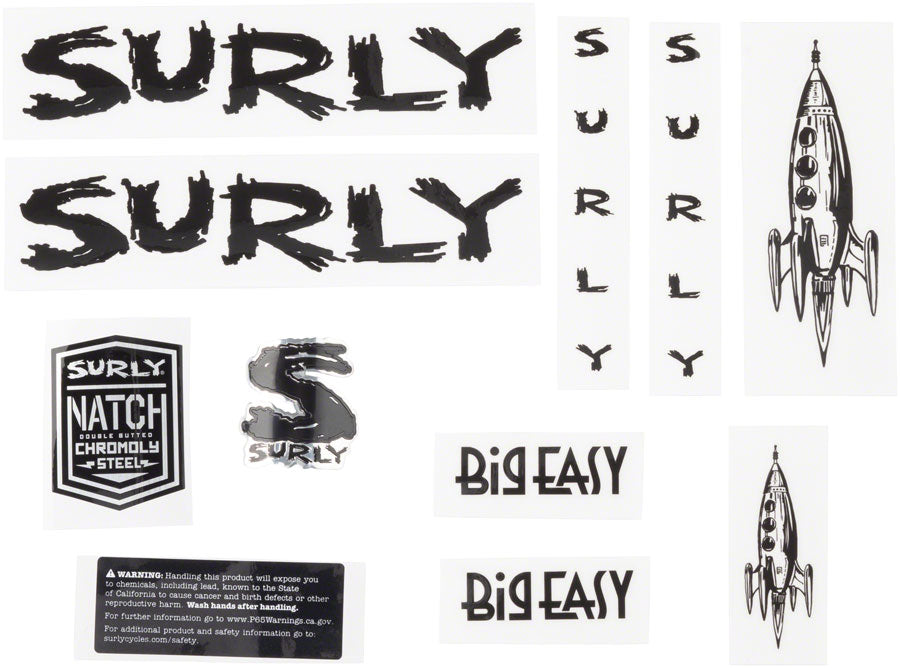 Surly Big Easy Frame Decal Set - Black with Rocket