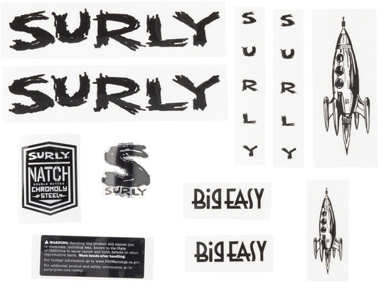 Surly Big Easy Frame Decal Set - Black with Rocket