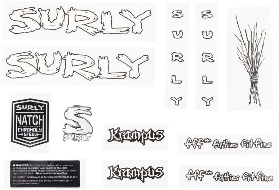 Surly Krampus Frame Decal Set - White with Sticks